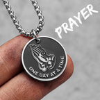 Praying Hands Cross Pendant — Stainless Steel