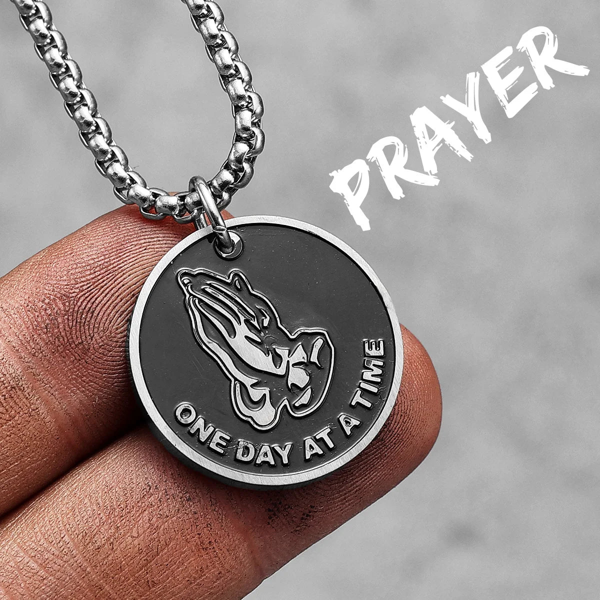 Praying Hands Cross Pendant — Stainless Steel