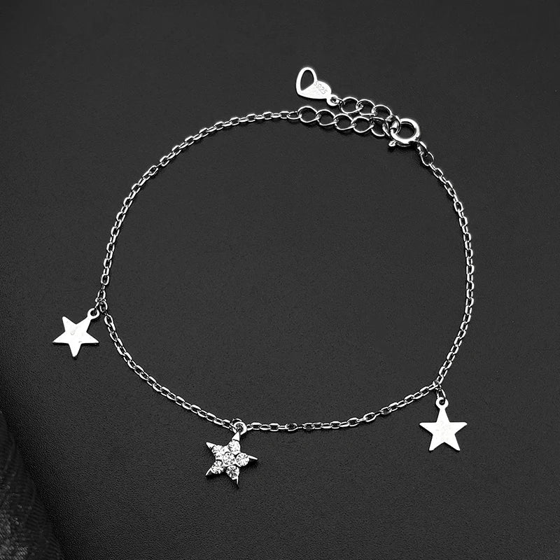 Star Silver Bracelet Sterling Zircon Vintage Mystical