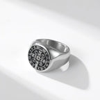 Vintage Christian St. Benedict Cspb Cross Ring For Men Punk Hip Hop Stainless Steel Jesus Ring Jewelry Creative Gift
