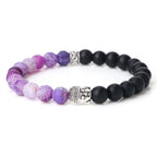 Tibetan Buddha Head Bracelets 8MM Natural Stone Tiger Eye Lava Beads Bangles For Women Men Fashion Couple Prayer