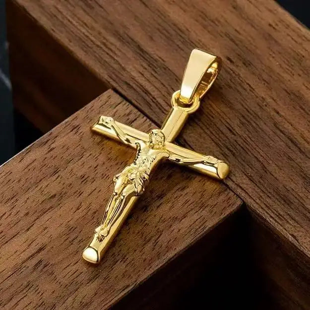 Luxury 24K 9999 Pure Gold real gold Cross Pendant Necklace Men's Necklace