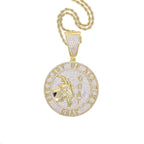 Hip Hop 5A+ CZ Stone Bling Ice Out Goat Round Pendants Necklace for Men Rapper Jewelry Gold Silver Color