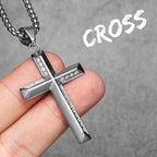 Cross Gemstone Pendant — Stainless Steel