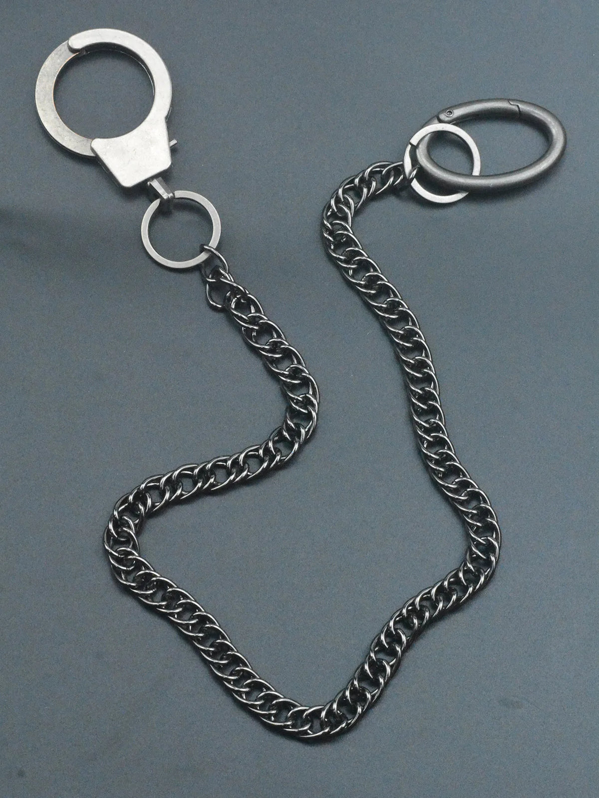 Biker Jeans Waist Chain Keychain — Black-Tone 10mm Carabiner