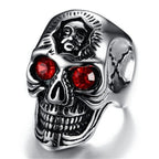 Antique Silver Color Evil Skeleton Skull Ring For Men Chunky Stainless Steel Punk Rock Skeleton Ring Jewelry For Male Wholesale