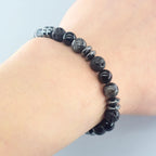Classic Black Natural Labradorite Volcanic Stone Round Bead Bracelet Health Protection Wealth Luck Accessory Men 팔찌