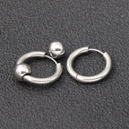 1 Pair Hoop Earrings Circle 8mm-16mm 316L Stainless Steel With Ball Earrings Piercing Plating No Fade Allergy Free For