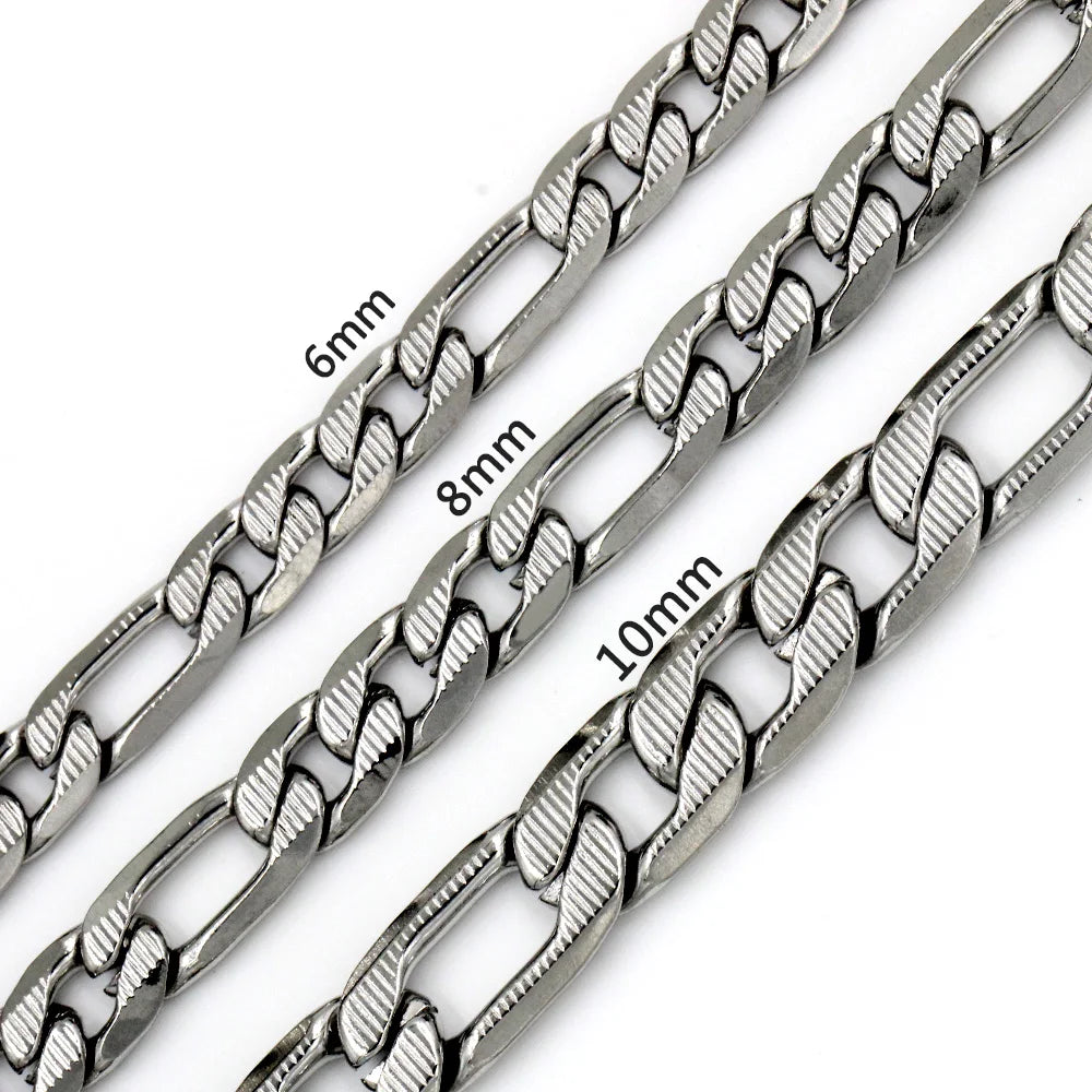 LUXUSTEEL Cuban Chain Necklace for Men Women Golden Plated Mixed Silver Stainless Steel Pattern Curb Link Chain Male Collar