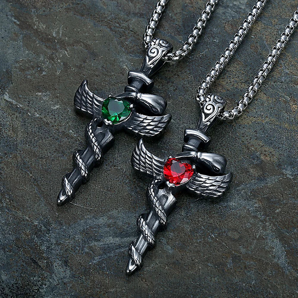 Sword Cross Stainless Steel Pendant Necklace
