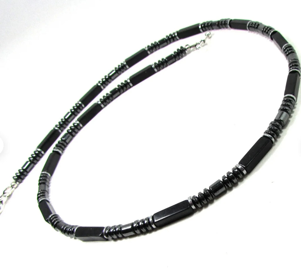 Heishi Turquoise Hematite Onyx Stone Necklace — Zinc Alloy