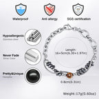 Double-Layer Black Natural Stone Bead Bracelet — Stainless Steel