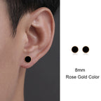 Trendy HipHop Titanium Steel Round Men's Stud Earrings Hippie Stainless Steel Black Drip Earings for Men Couple