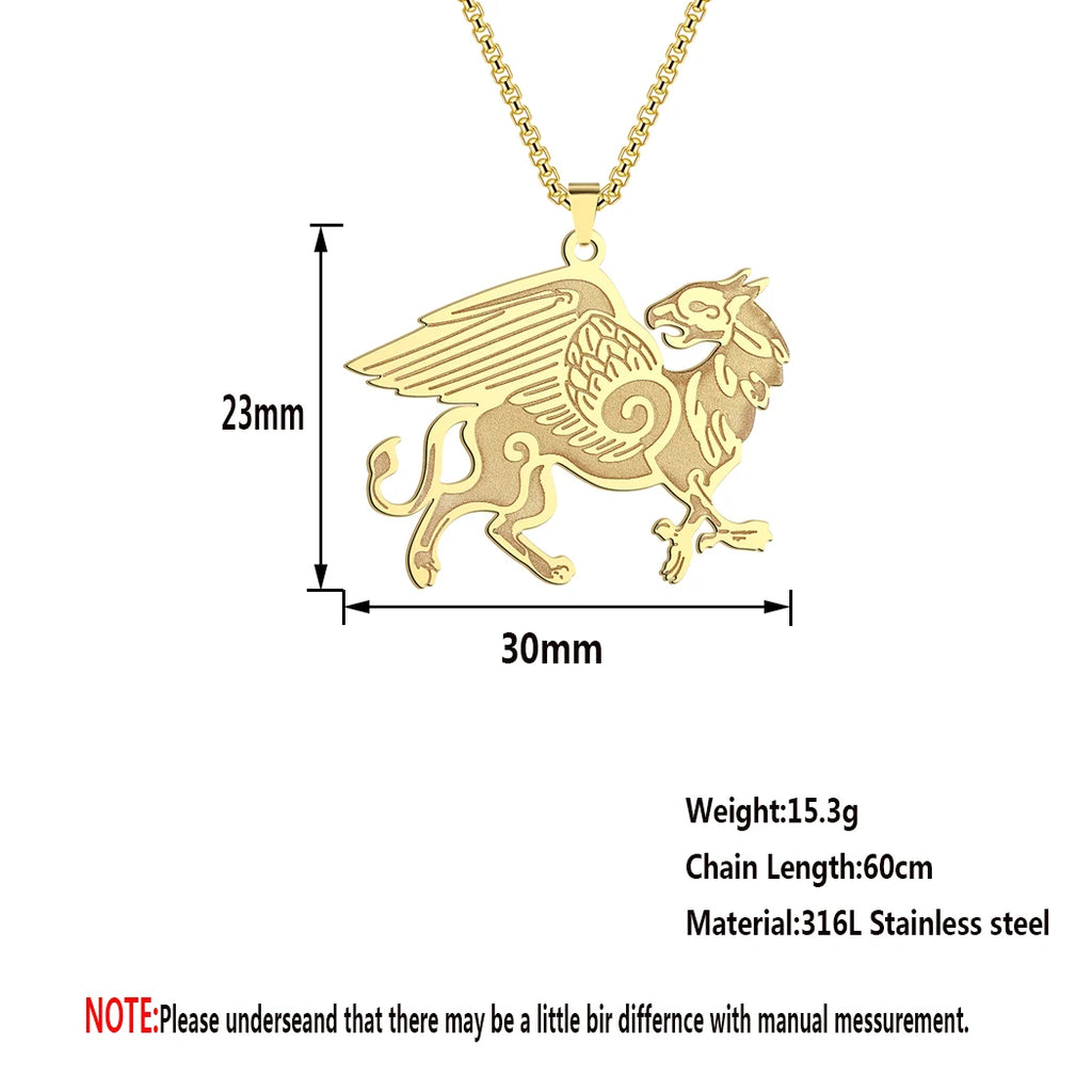 Anglo-Saxon Griffin Pendant Necklace — Stainless Steel