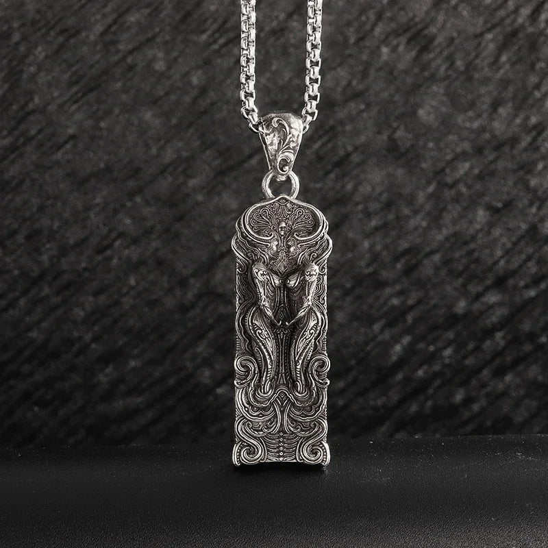 Sun Hugging Moon Round Pendant — Stainless Steel