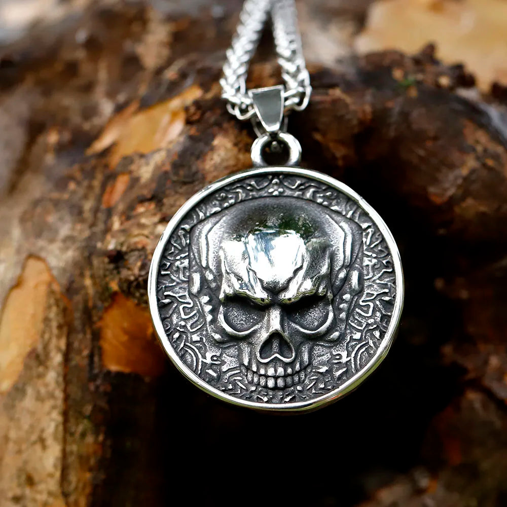 Double-Sided Skeleton Pendant Necklace — Stainless