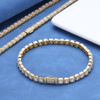 HHIOK Hip Hop Style 5/7mm Iced Tennis Chain 18K Gold Plated 5A Cubic Zirconia Fashion Exquisite Bracelet Gift For Men And Women