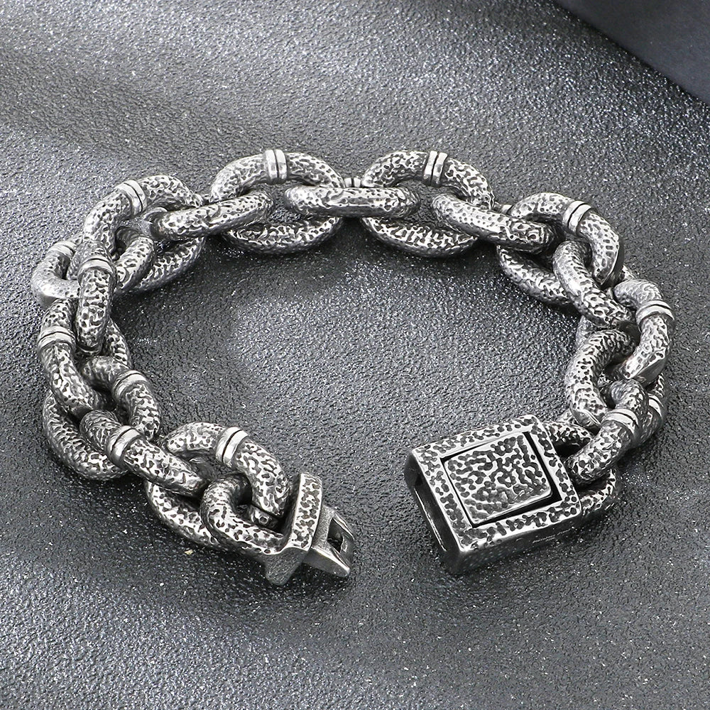 Massive 16mm Wide Link Man Bracelet for Men Vintage 316l Stainless Steel Men's Chain Bracelets Punk Jewelry Male