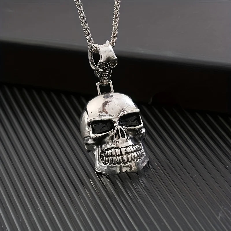 Big Ghost Skull Pendant Necklace — Gothic Statement