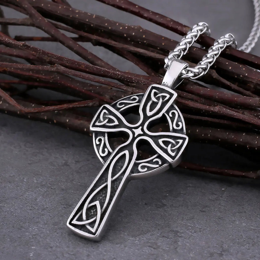 Vintage Cross Pendant Necklace — Stainless Steel