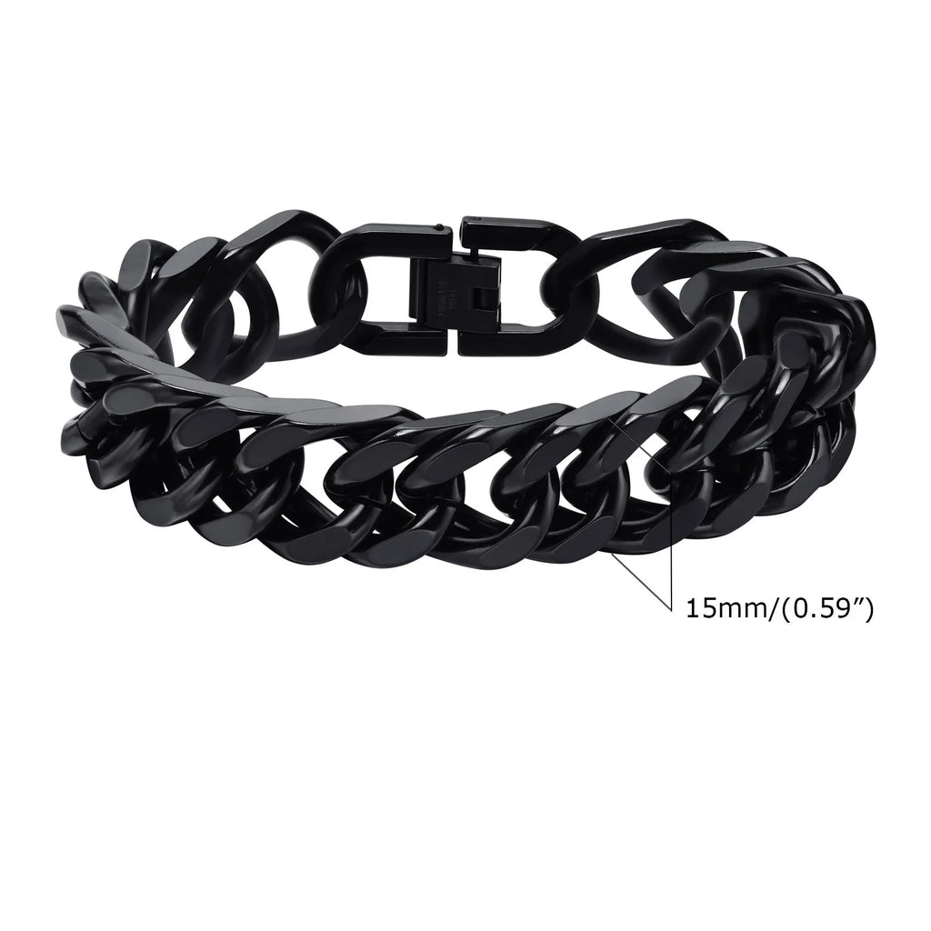 Double Curb Chain Bracelet 15mm — Stainless Steel