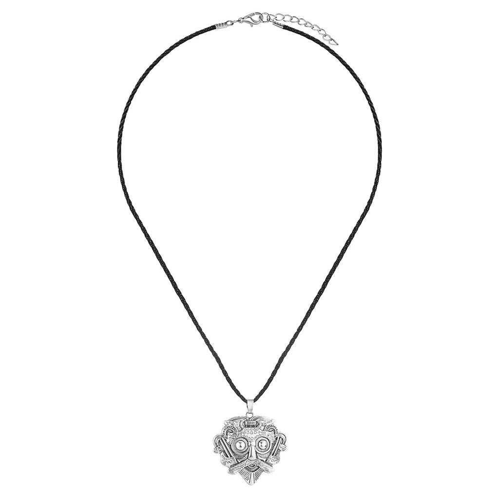 Knitial April Stainless Steel Loki's Mask Viking Pendant Amulet Sterling Silver Necklace Scandinavian Viking Jewelry