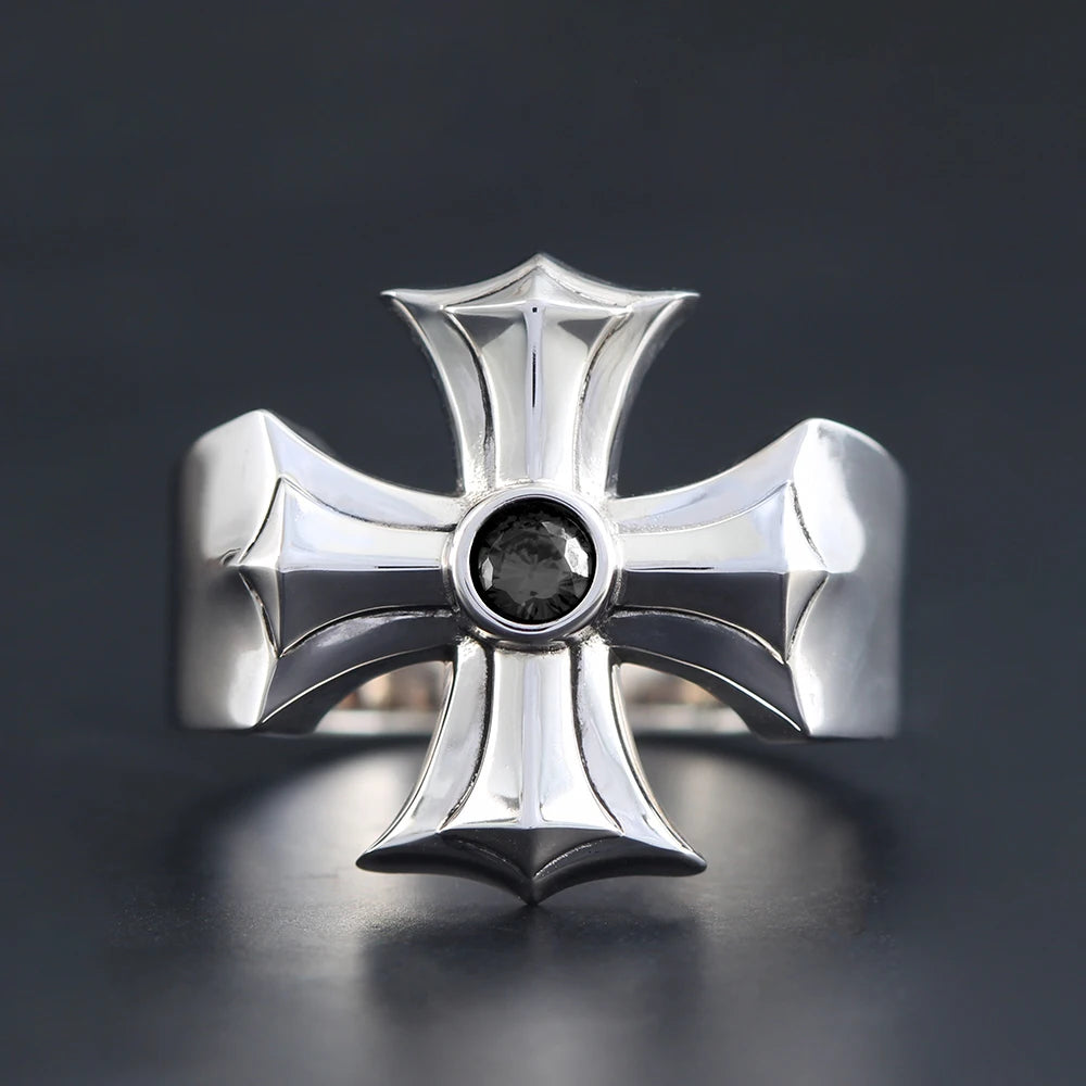 Iced Out Cross Jesus Ring — 925 Silver