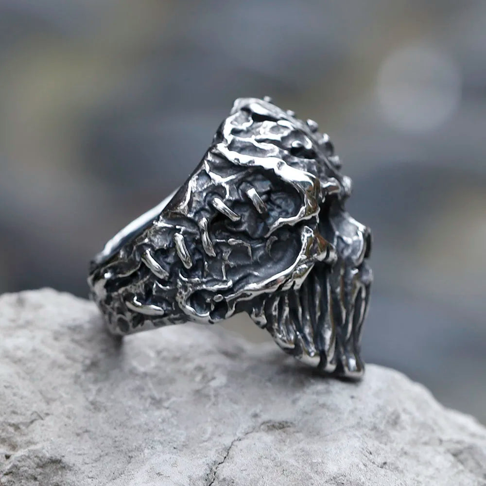 2025 NEW Gothic Punk Satanic Devil Skull Ring Vintage Steampunk Men's Stainless Steel Ring Hiphop Motorcycle Rock Biker