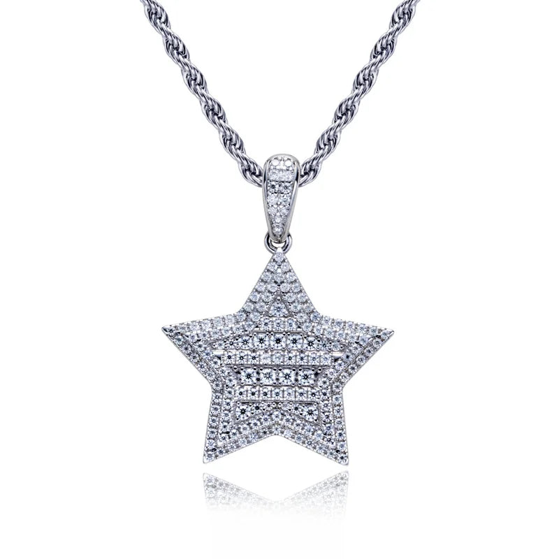 Iced Out Star Pendant — 925 Silver