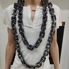 New Punk Big Acrylic Rectangle Chain Hip Hop Exaggeration Necklace Plastic Men Women Festival Carnival Performance