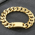 Men's Hip Hop Stainless Steel Cuban Link Bracelets Classic 16MM Width Vacuum Plated Chunky Chain Bracelet for Man Never