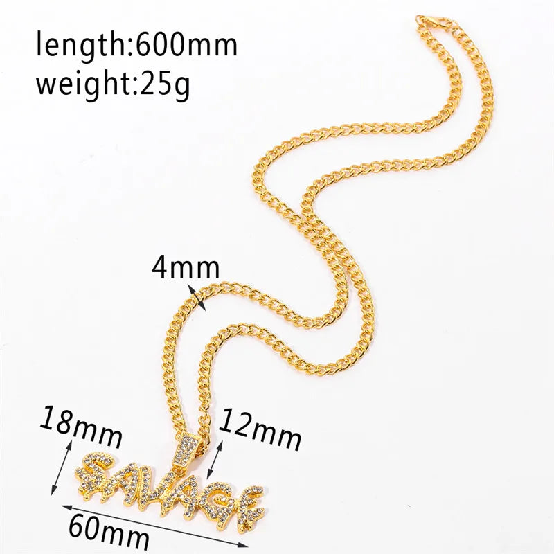 Iced Out Letter Pendant Necklace — Tennis Chain