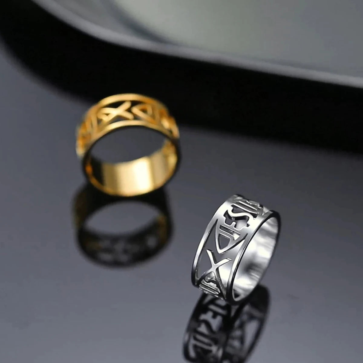 Jesus Fish Ring for Men & Women — Christian, Stainless Steel