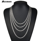 MAXMOON 1 piece Width 3mm/5mm/7mmCurb Cuban Link Chain Necklace for Men Women Basic Punk Stainless Steel Chain Chokers