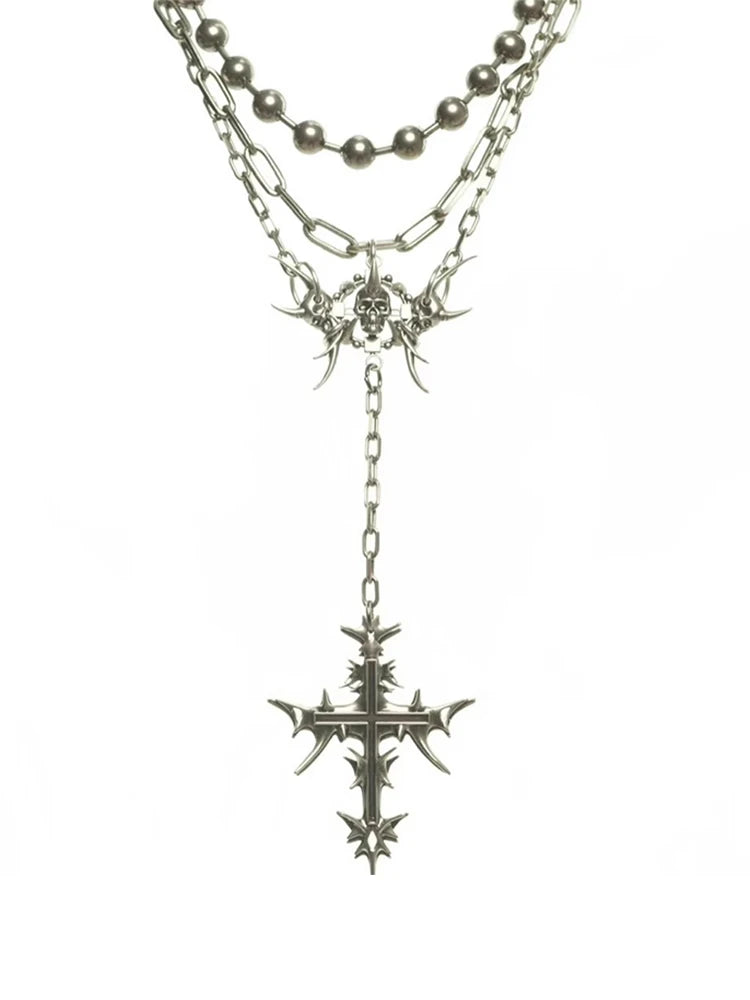 Alternative Copper Skull Thorn Choker - Jewelry Accessories for Women and Men, Spiked Pendant Necklace, Bold Unisex