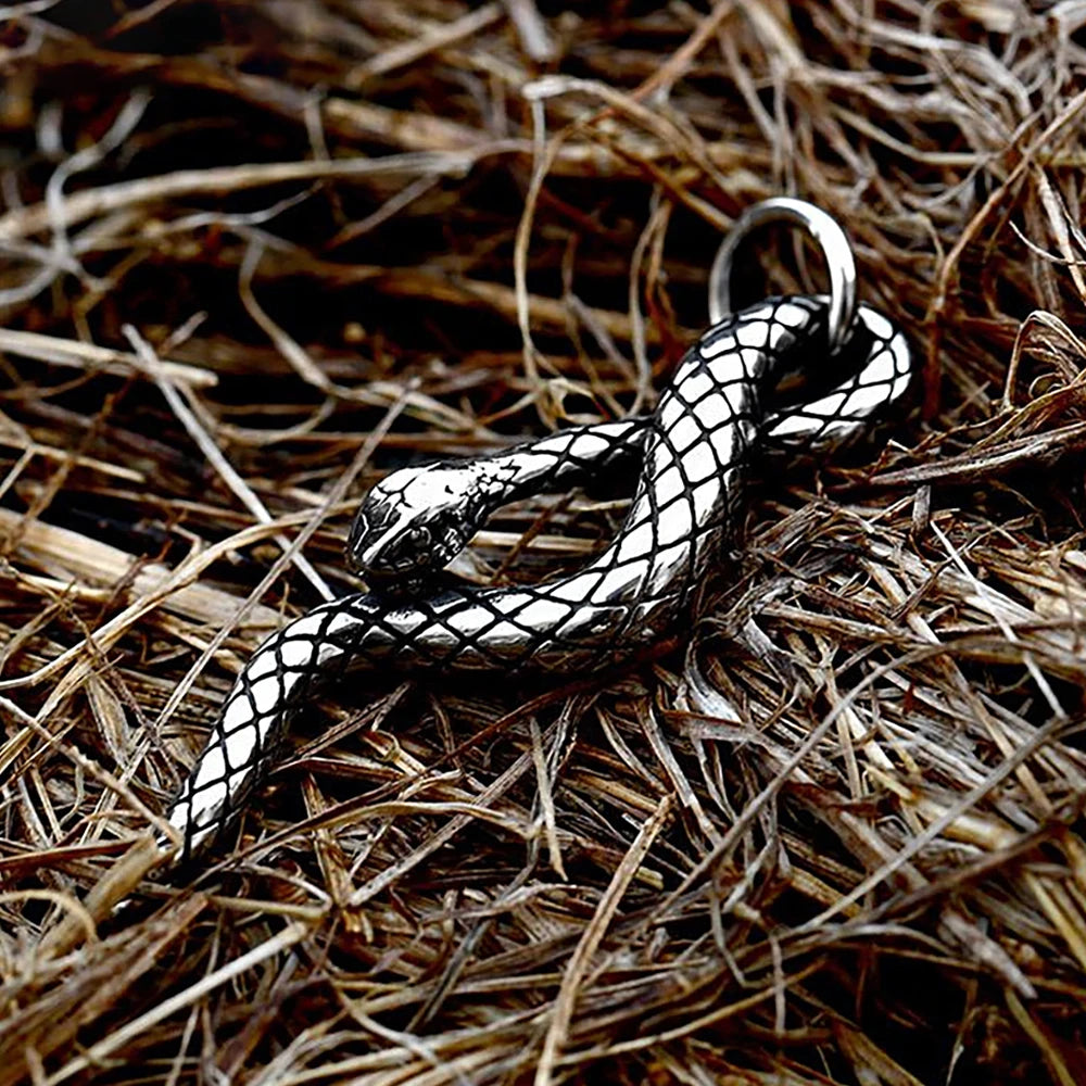 Vintage Snake Pendant Necklace for Men Fashion Punk Stainless Steel Gothic Animal Biker Necklace Jewelry Gift Dropshipping