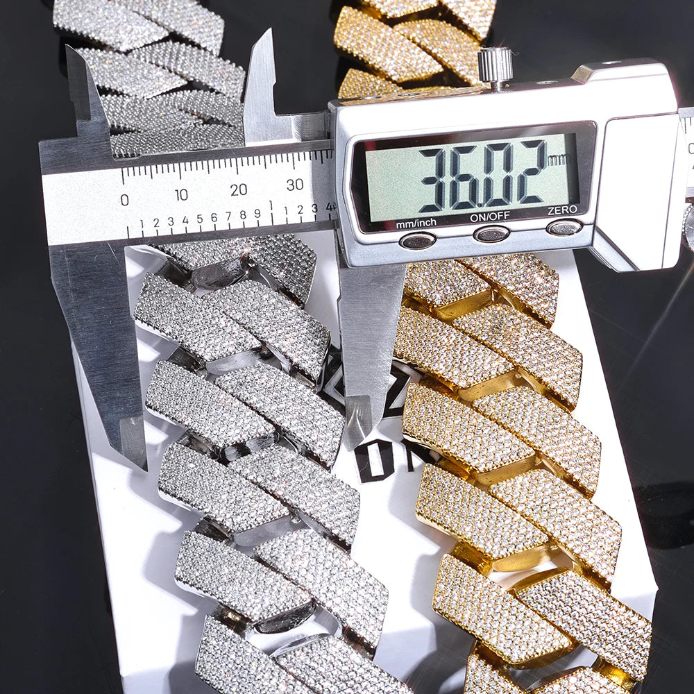 Gold Cuban Chain Necklace Iced Out 20/26/36MM
