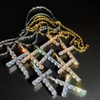 Fashion Simple Bling Cross Jewelry Iced Out Cubic Zirconia Diamond 18k White Gold Plated Cross Pendant Necklace For Men Women