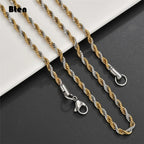 BTEN 2020 Classic Rope Chain Men Necklace Width 2/3/4/5 MM Stainless Steel Figaro Cuban Chain Necklace For Men Women Jewelry