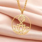Dawapara India Tamil Om Symbol with Trident Pendant Stainless Steel Necklace Om Shiva Symbol Yoga Vintage Talisman