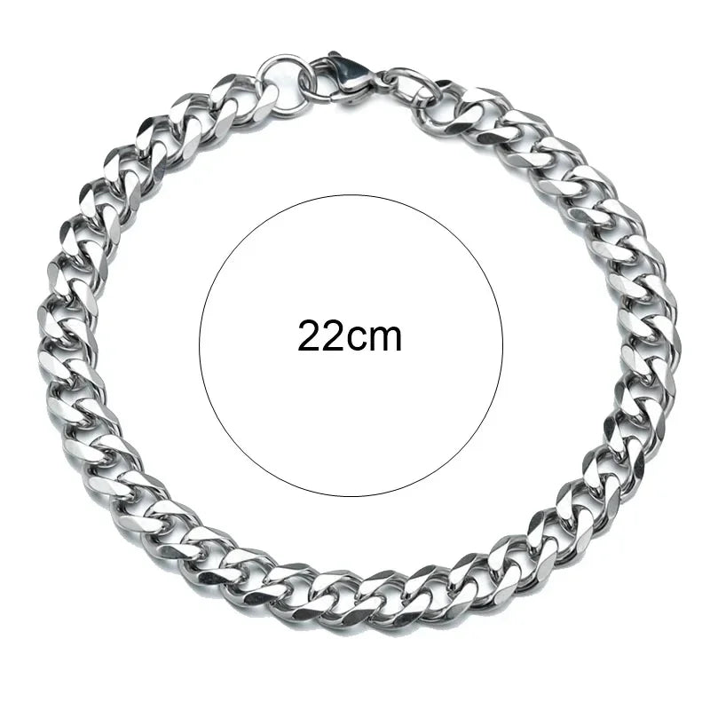 Fashion Stainless Steel Men Curb Cuban Chain Bracelet Women Bracelet On Hand For Couple Unisex Wrist Hand Jewelry Gift Party