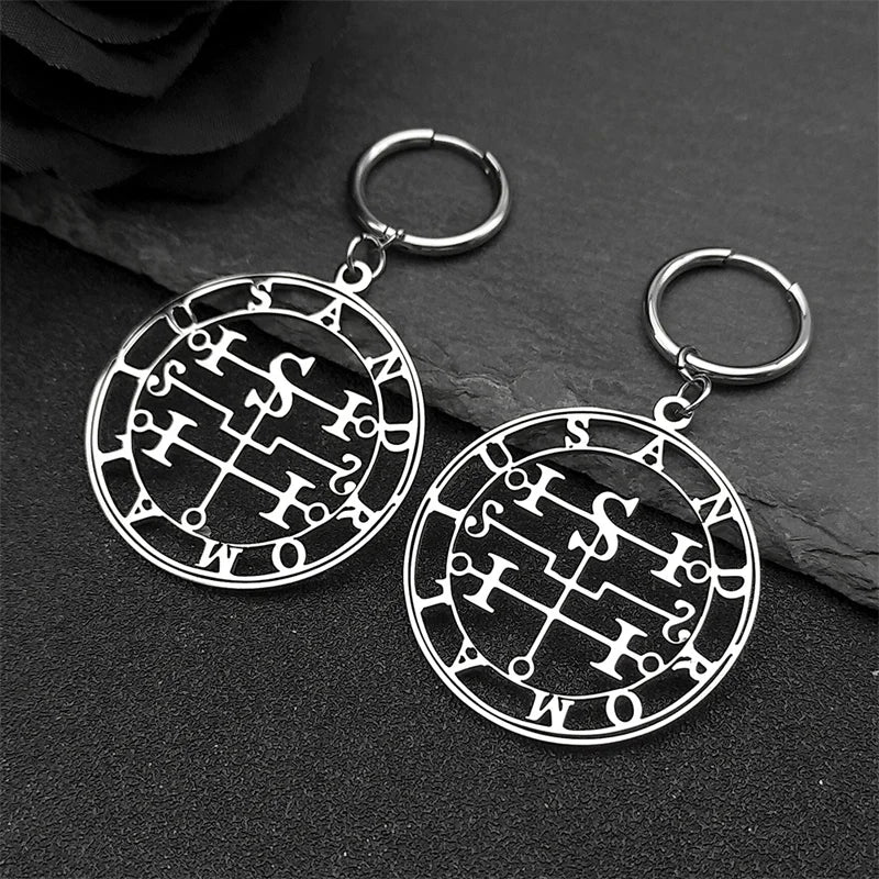 Baphomet Steel Earrings Seal Andromalius Hoop