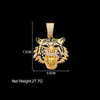 Iced Out Tiger Head Cuban Pendant — Gold