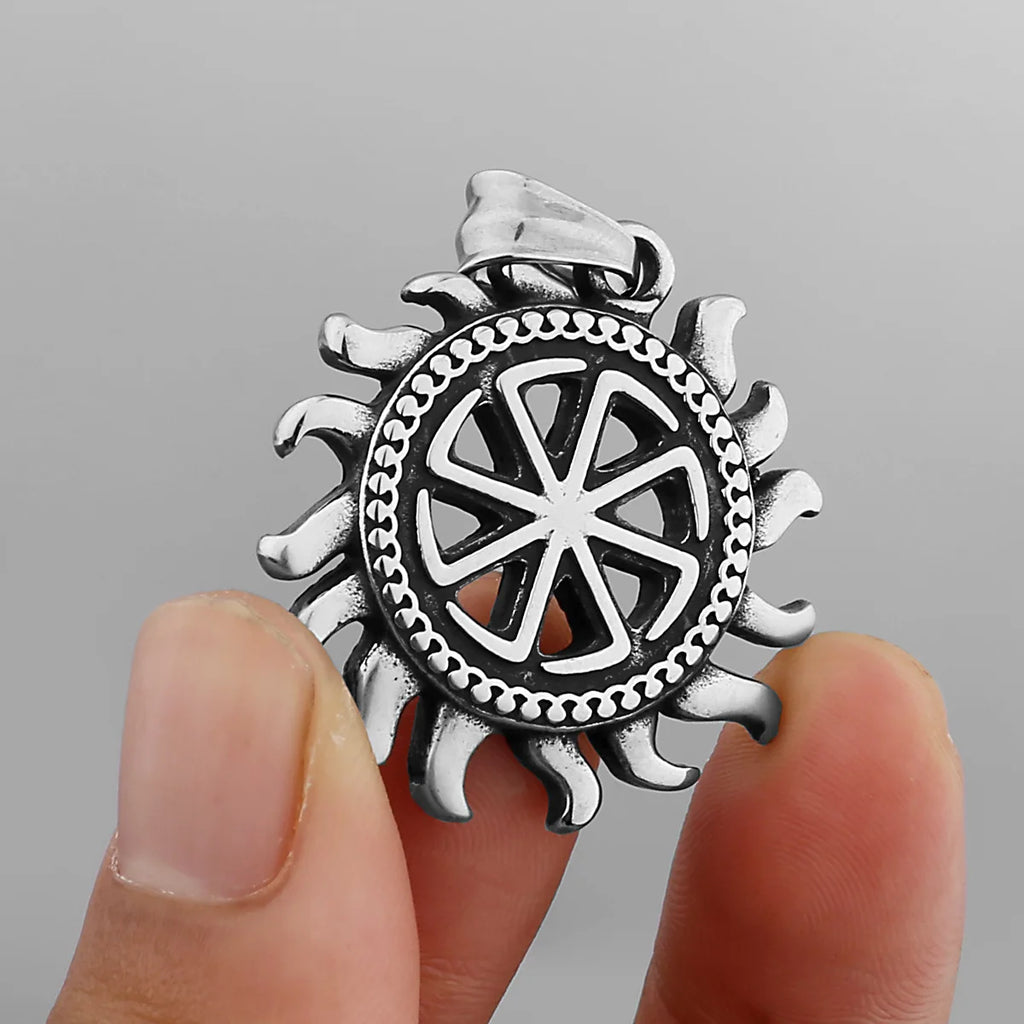 Sun Steel Pendant Kolovrat Wheel 316L