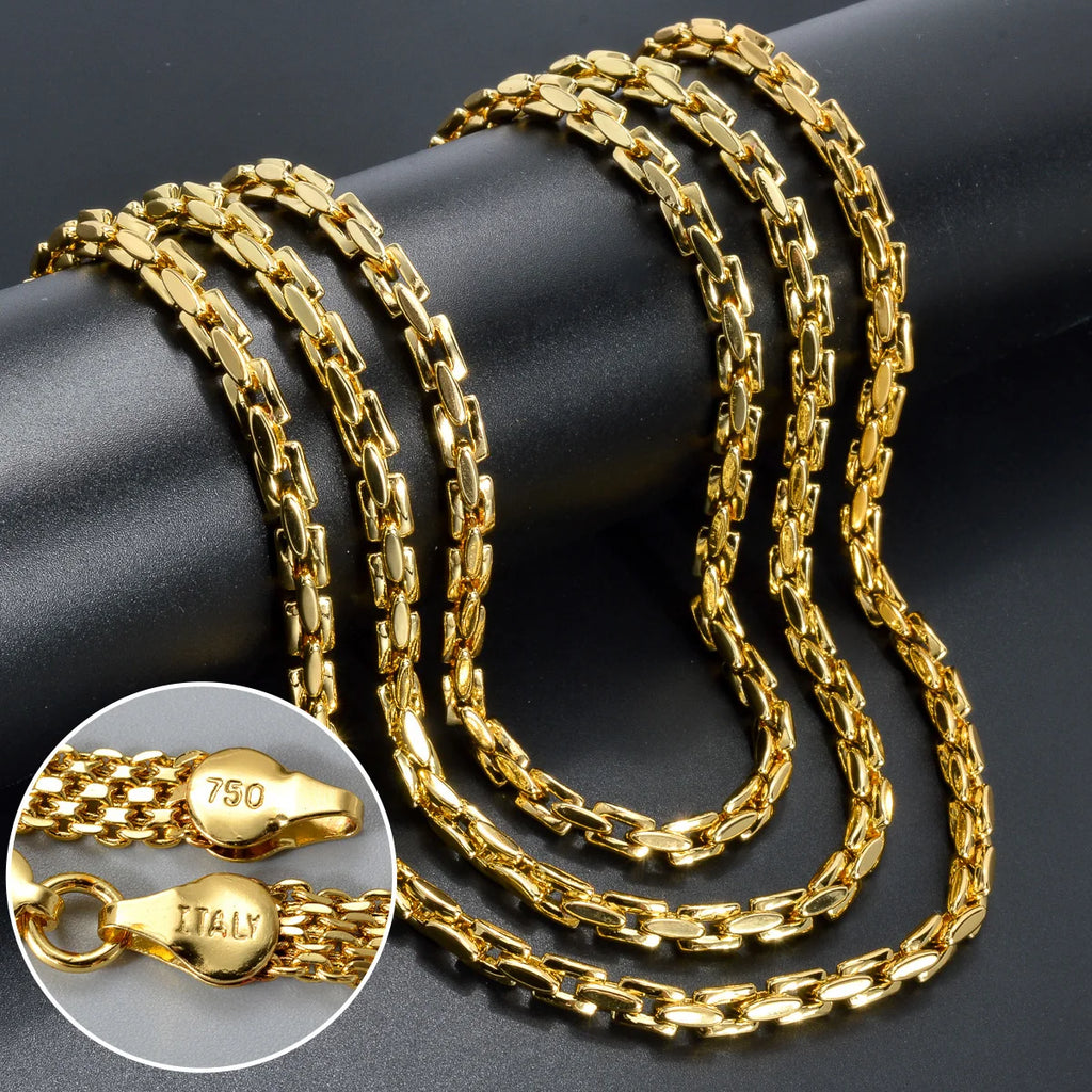 Dubai 18k Gold-Plated Hiphop Link Chain Necklace For Women Man Statement Gold Color Choker Classic Trendy Wedding Party