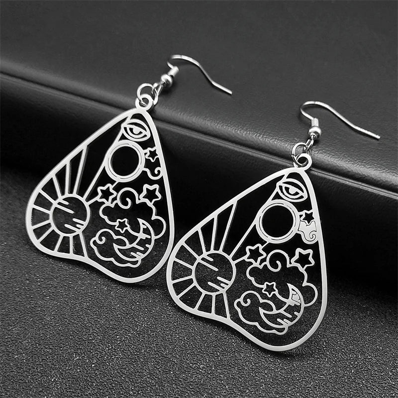Heart Evil Eye Silver Earrings Gothic Sun Moon