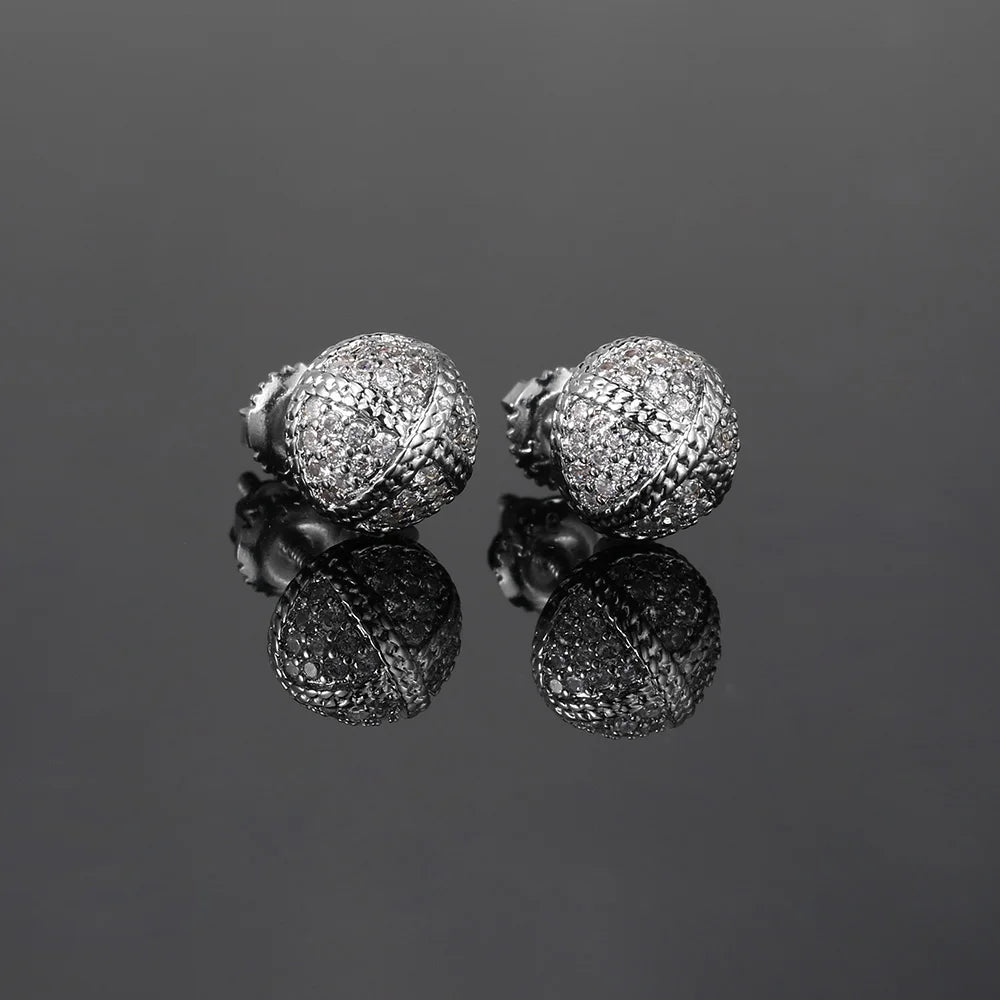 Hemispherical Style Chunky Cross Iced Out CZ Stud Earrings for Men Women Hip Hop Rock Piercing Ear Earings Punk Jewelry
