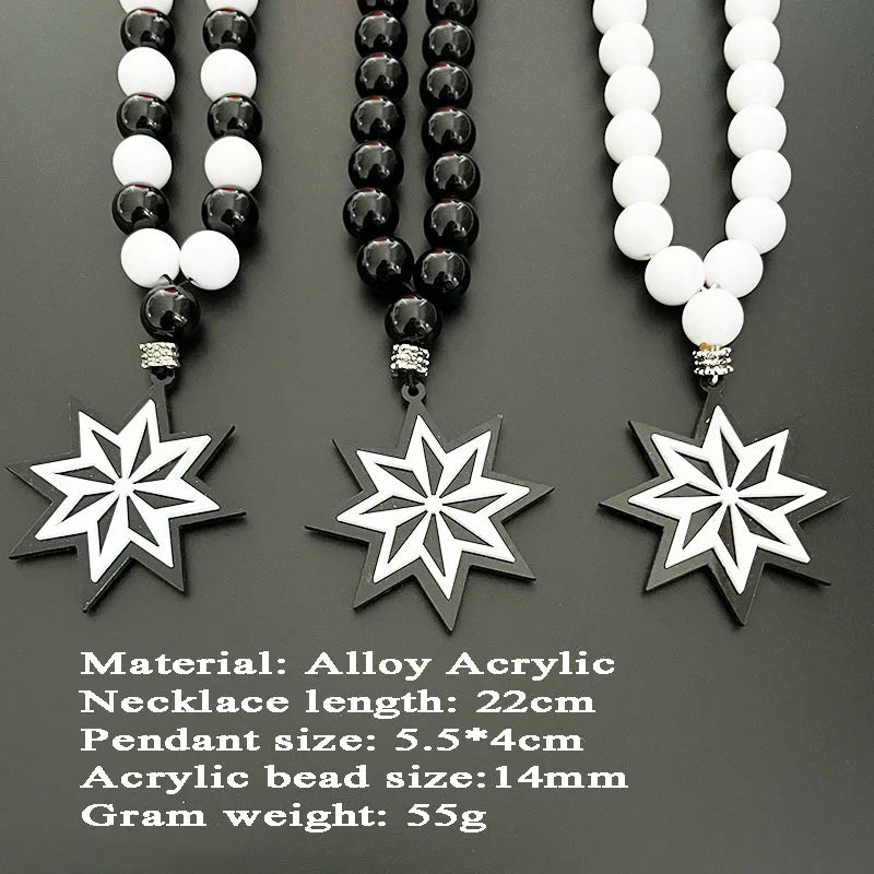 GS25 New Rosary Ornaments Star Necklace 3D Stereo Laser Cutting Pendant Vehicle Rearview Mirror Decoration Acrylic