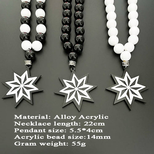 GS25 New Rosary Ornaments Star Necklace 3D Stereo Laser Cutting Pendant Vehicle Rearview Mirror Decoration Acrylic