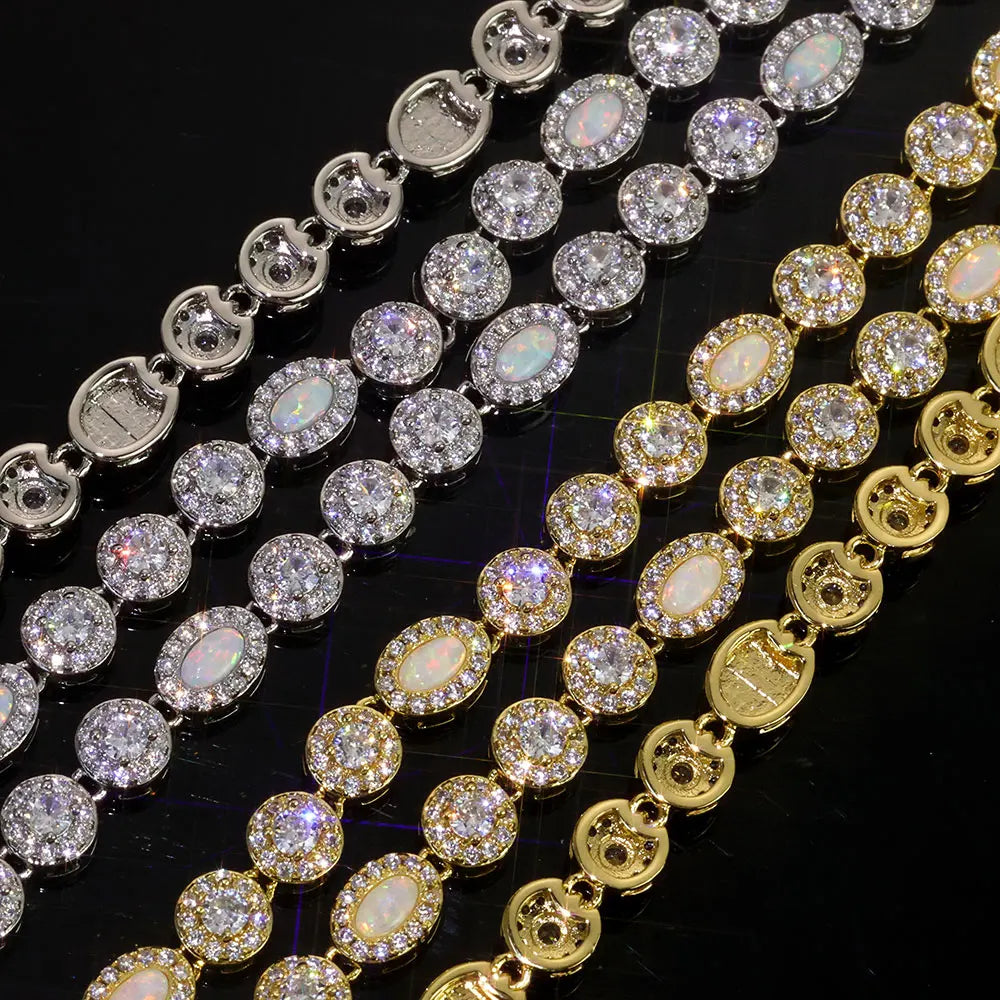 Tennis Chain Necklace Stainless Steel Opal Diamond